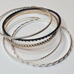 Elegant Silver and Gold Bangle Set